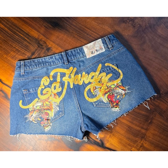 Ed Hardy Pants - Ed Hardy Tiger Graphic Y2K Streetwear Festival Fashiongram